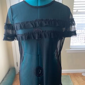 Mesh ruffle T-shirt